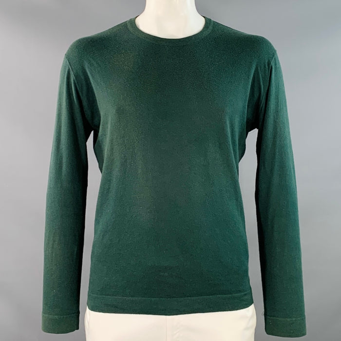 Z ZEGNA Size L Green Cotton Cashmere Crew Neck Pullover