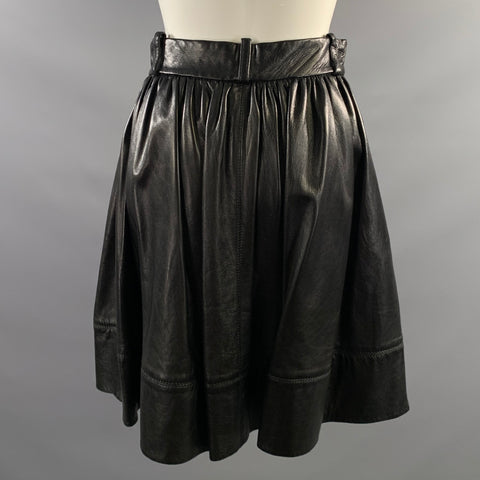 MOSCHINO COUTURE Size XS Black Leather A Line Knee Length Skirt