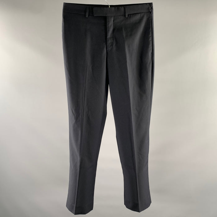 PRADA Size 32 Navy Pinstripe Wool Blend Dress Pants