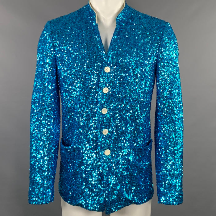 COMME des GARCONS HOMME PLUS 2017 Size S Blue White Sequined Jacket