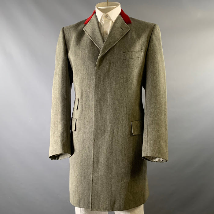 PAUL SMITH Size 44 Green Burgundy Heather Wool Notch Lapel Coat