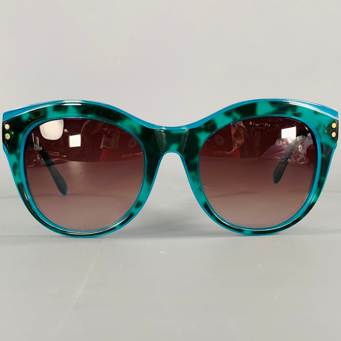 OSCAR DE LA RENTA Blue Black Marbled Acetate Sunglasses
