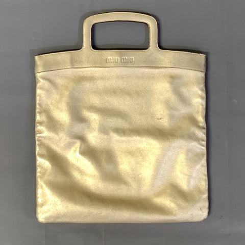 MIU MIU Gold Metallic Leather Top Handles Handbag