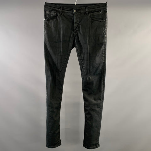 DRKSHDW Size 34 Black Cotton Blend Waxed Jeans