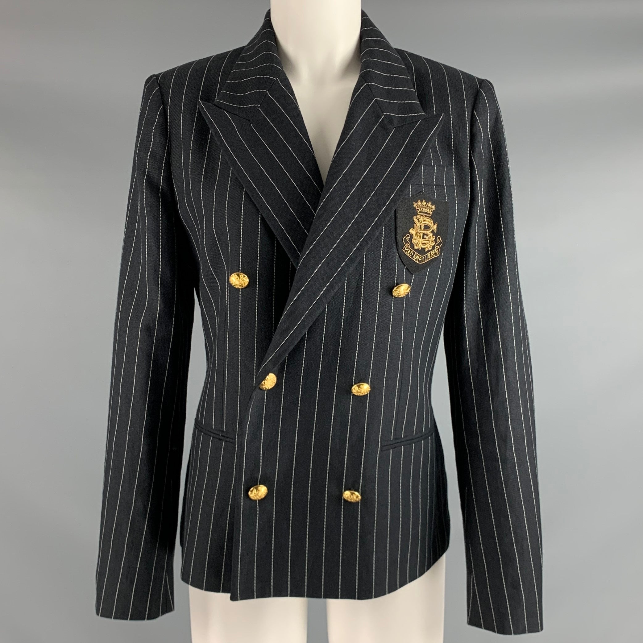 POLO outlet Ralph Lauren Pinstriped Linen Blazer