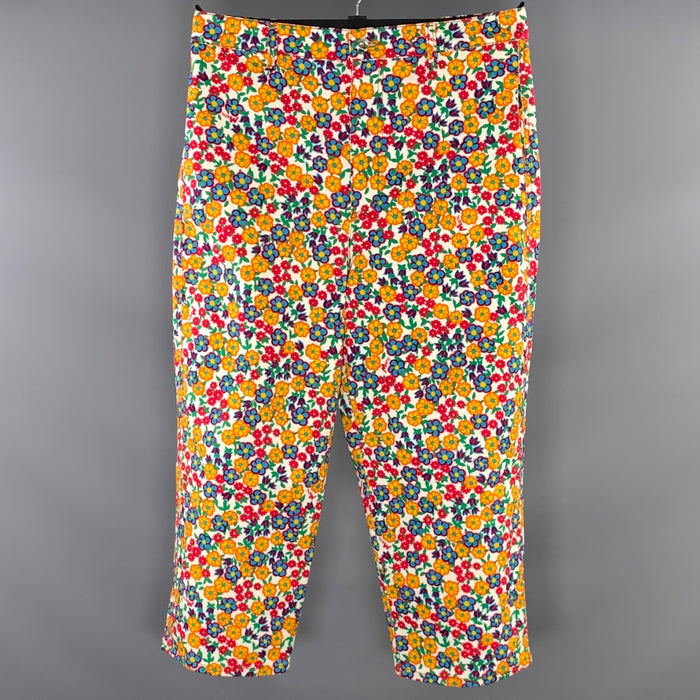 MARNI Size 34 Multi Color Floral Cotton Elastane Zip Fly Casual Pants