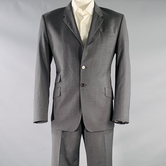 PAUL SMITH Size 44 The Byard Grey Blue Pinstripe Viscose Single Breasted Suit