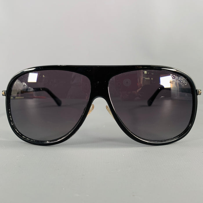 TOM FORD Chris Black Acetate Teardrop Aviator Sunglasses