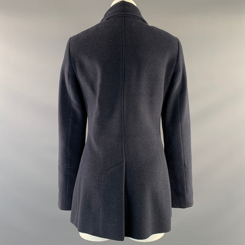 AKRIS Size S Navy Angora Wool Cashmere Double Breasted Coat