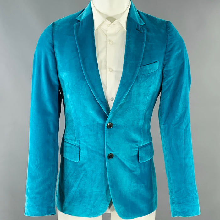 PAUL SMITH Size 38 Regular Blue Aqua Velvet Sport Coat