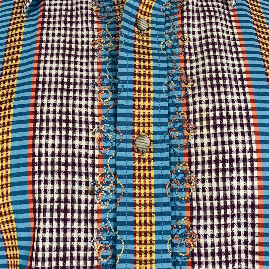 ROBERT GRAHAM Size L Blue Multi Color Plaid Cotton Button Up Long Sleeve Shirt
