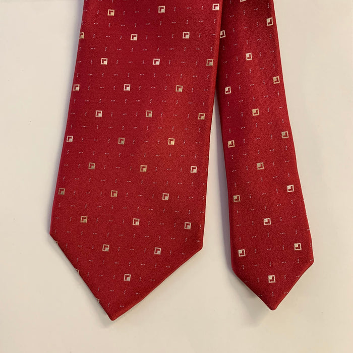 ERMENEGILDO ZEGNA One Size Red Cream Silk Tie