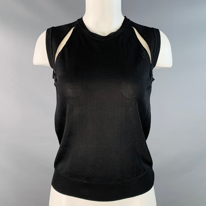 MAISON MARGIELA Vintage Size S Black Grey Jersey Sleeveless Crew Neck Casual Top
