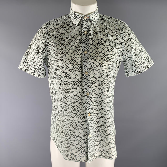 PAUL SMITH Size M White Green & Black Fruits Cotton Short Sleeve Shirt