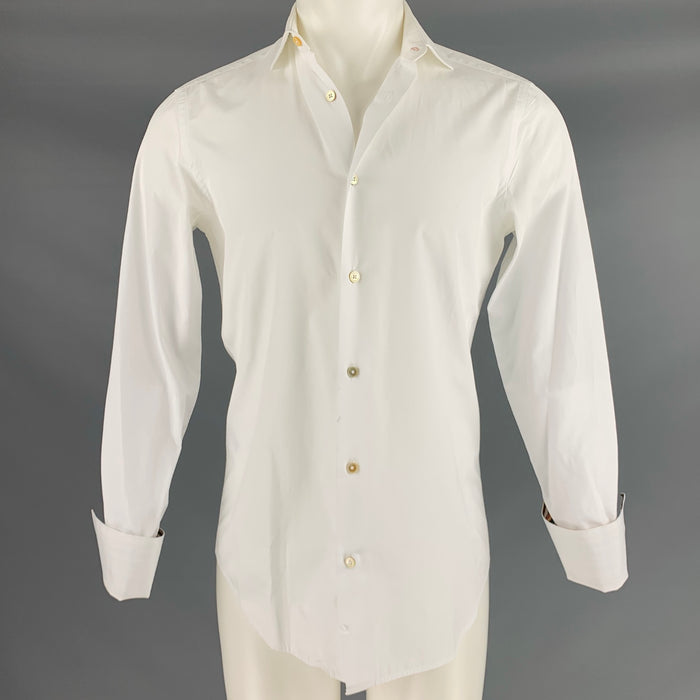 PAUL SMITH Talla S Camisa blanca de manga larga con puño francés