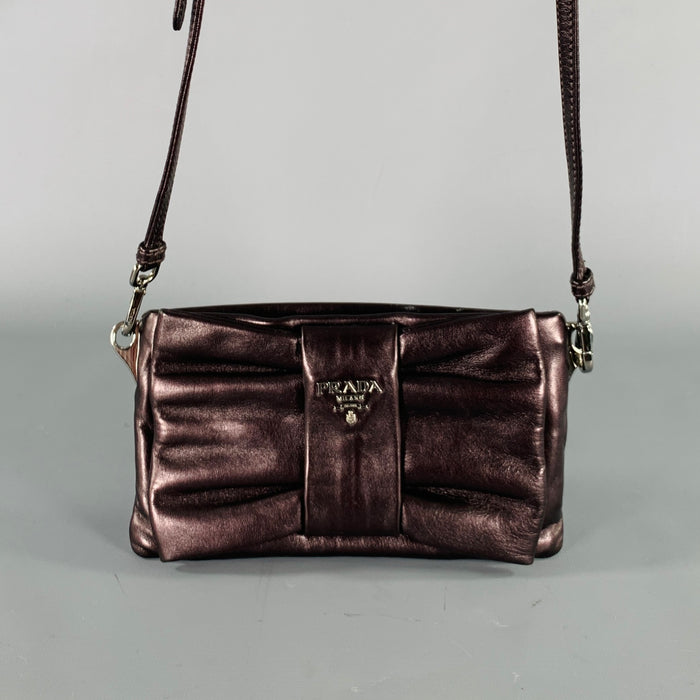 PRADA Purple Silver Bow Leather Cross Body Handbag