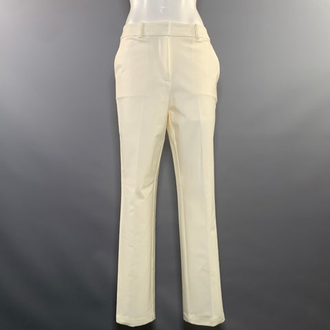DEREK LAM Size 6 White Cotton Blend Straight leg Dress Pants