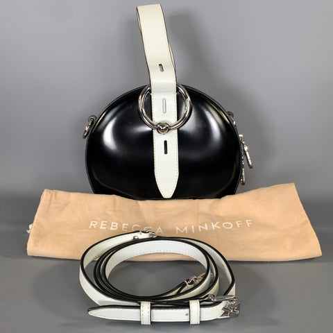 REBECCA MINKOFF SS2019 Black White Leather Clutch Handbag