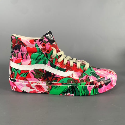 KENZO Size 9 Pink White & Green Floral Canvas High Top Sneakers