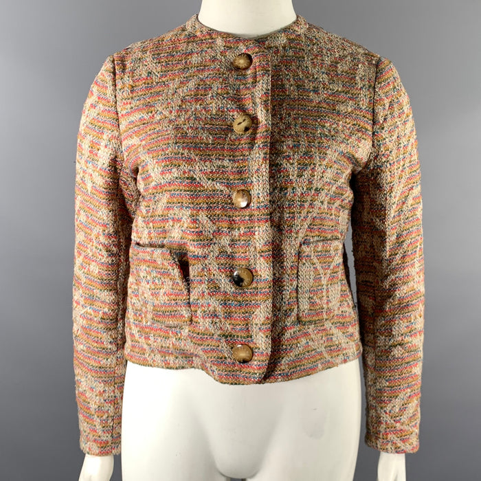 HERMES Size 8 Multi-Color Silk Wool Jacket