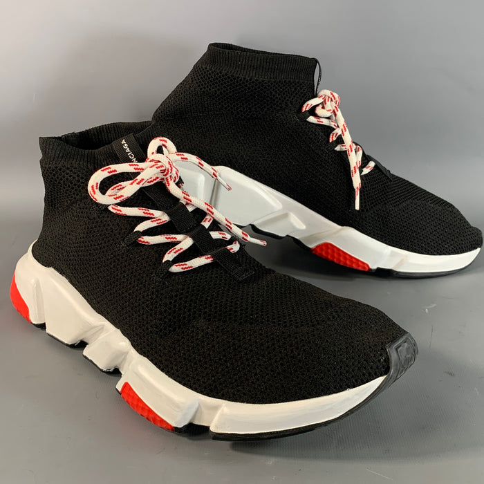 BALENCIAGA Black White Red Mesh Runner Sneakers