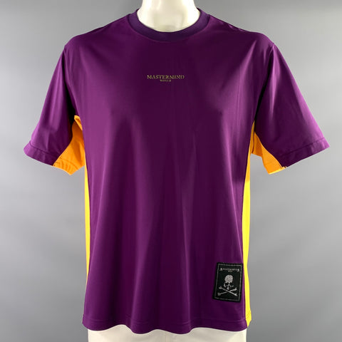 MASTERMIND WORLD Size L Purple Yellow Polyester Crew Neck T Shirt