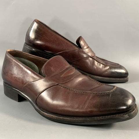 TOM FORD Size 10.5 Brown Leather Penny Loafers