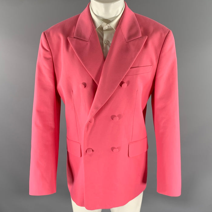 PALM ANGELS Size 42 Pink Cotton Polyester Peak Lapel Sport Coat