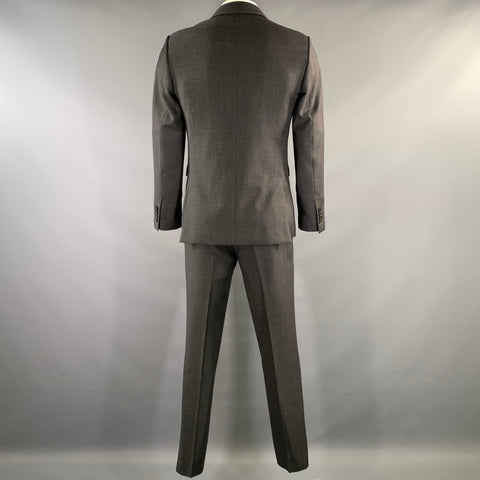 WOOYOUNGMI Chest Size 40 Grey Plaid Wool Notch Lapel 34 32 Suit