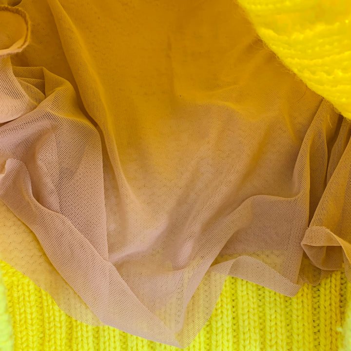 PHILOSOPHY di LORENZO SERAFINI Size S Yellow Cable Knit Crew Neck Sweater