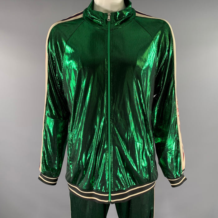 GUCCI Size XXL Green Side Stripe Acetate Blend Cruise Tracksuit