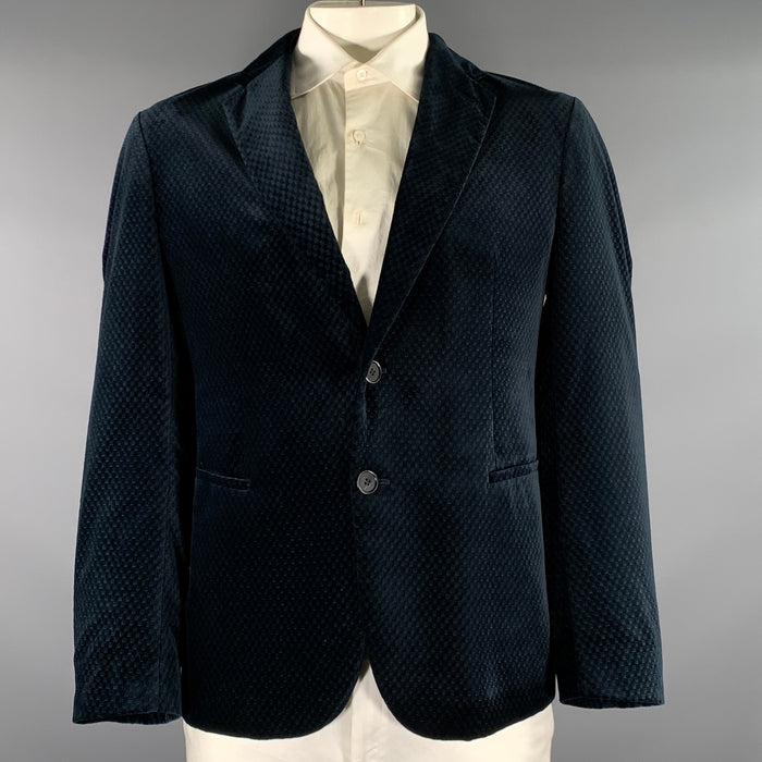 GIORGIO ARMANI Chest Size 44 Blue Turqoise Velvet Polyester Sport Coat