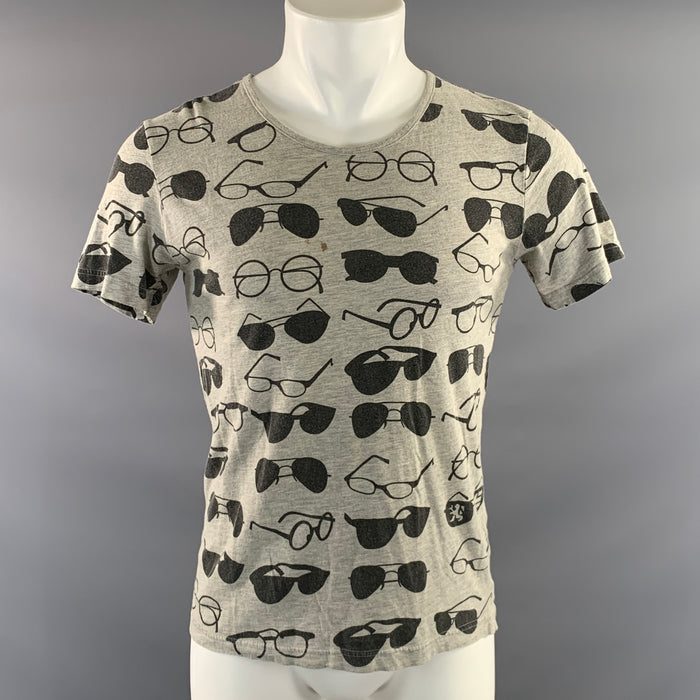MAISON MARGIELA Size S Grey Black Sunglasses Cotton Scoop Neck T Shirt
