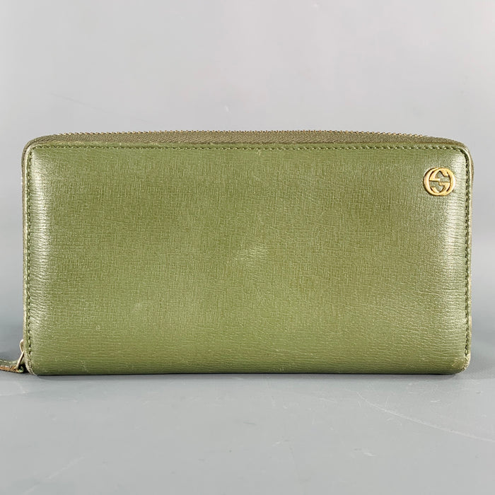 GUCCI Green Leather Zip Wallet