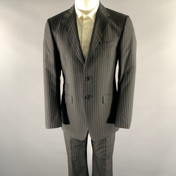 PAUL SMITH Size 38 Black White Pinstripe Wool Notch Lapel Suit