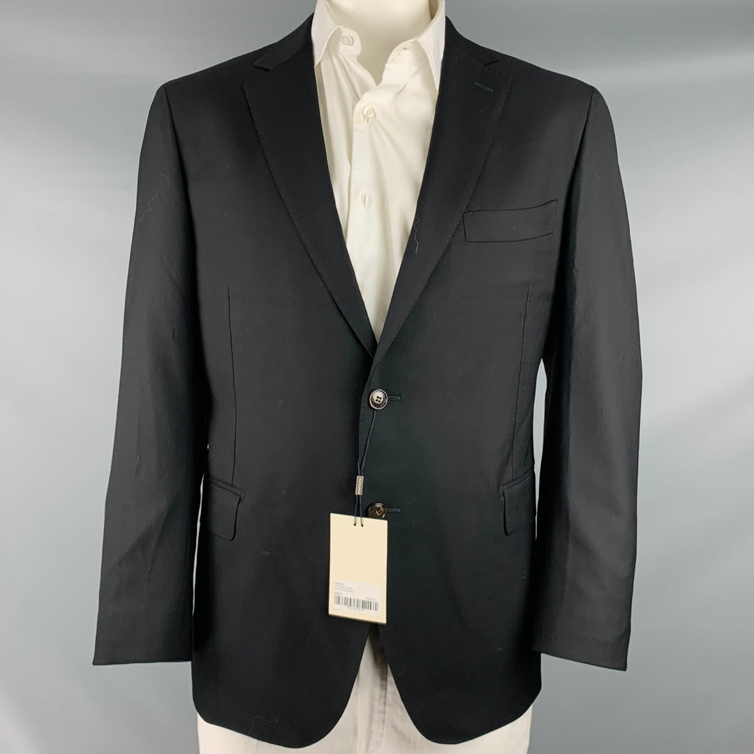 SUIT SUPPLY Size 48 Short Black Wool Notch Lapel Sport Coat