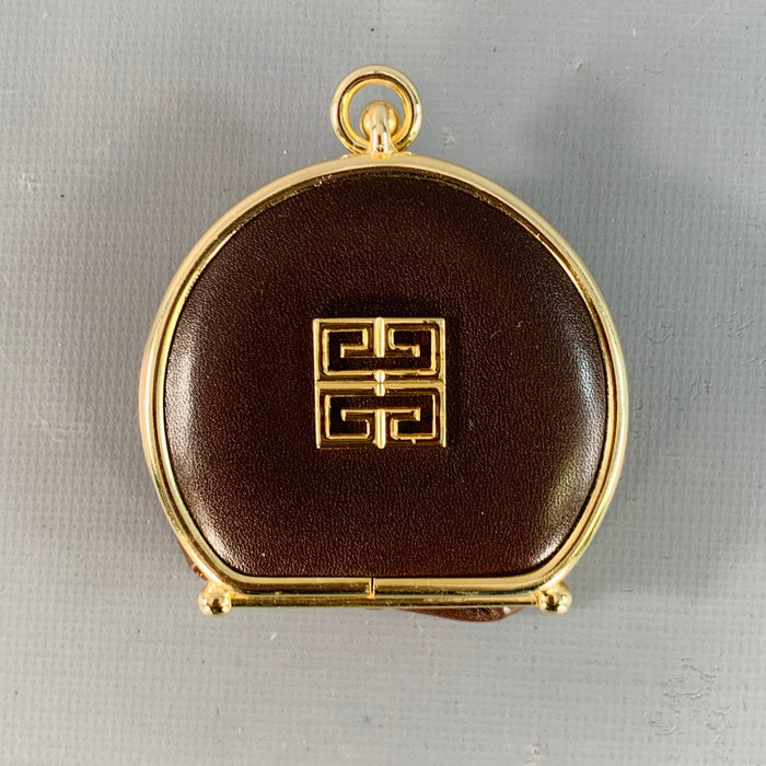 GIVENCHY Vintage Brown Gold Logo Leather Coin Purse