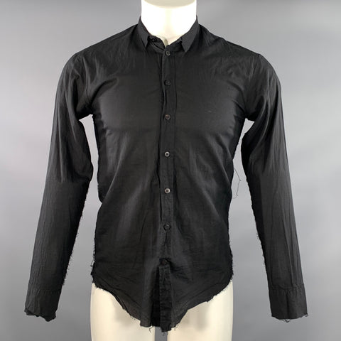 ELENA DAWSON Size S Black Cotton Blend Long Sleeve Shirt
