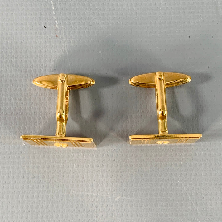 DUNHILL Gold Engraved Metal Monogram Cuff Links