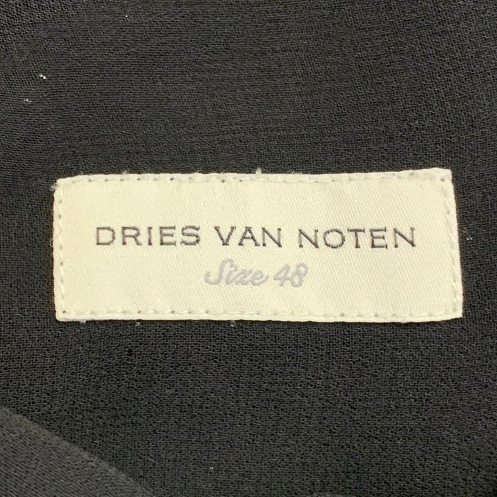 DRIES VAN NOTEN Size S Black Sheer Beaded Hibiscus Floral Viscose Long Sleeve Shirt