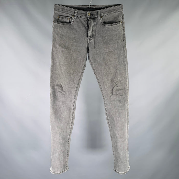 SAINT LAURENT 2015 Size 30 Grey Cotton Blend Button Fly Jeans