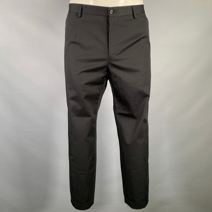 DOLCE & GABBANA Size 36 Black Brown Leopard Stripe Cotton Blend Dress Pants
