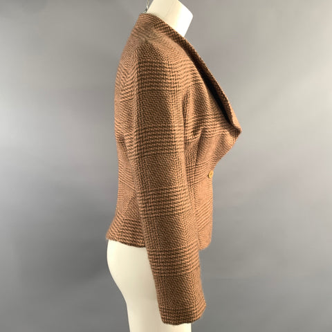 GIORGIO ARMANI Size 6 Pink Brown Wool Alpaca Zig Zag Jacket