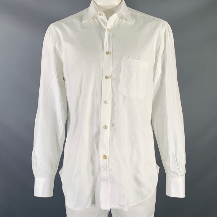 KITON Size L White Cotton Button Up Long Sleeve Shirt