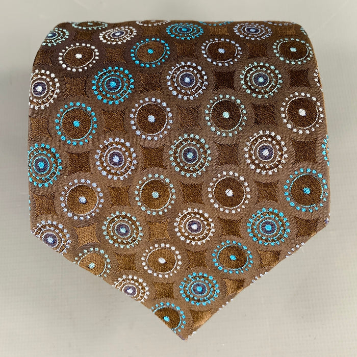 PAUL SMITH Brown Blue Circles Silk Tie
