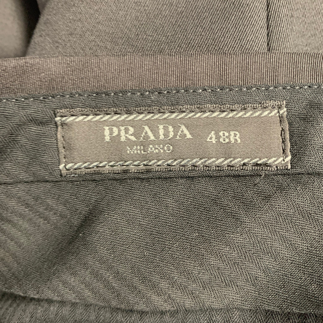 PRADA Size 32 Black Wool Blend Button Fly Dress Pants