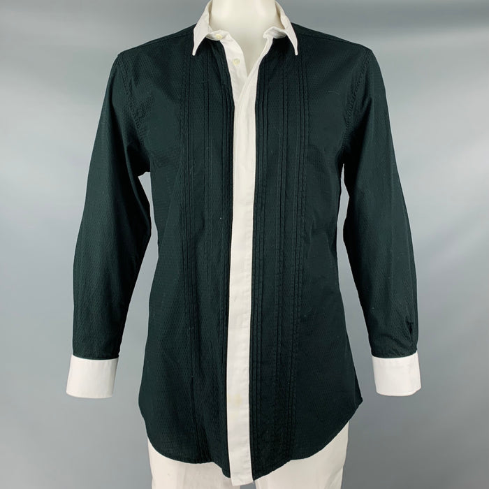 D&G by DOLCE & GABBANA Size XL Black White Two Toned Cotton Long Sleeve Shirt