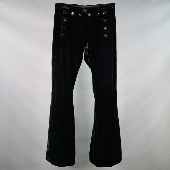 JEAN PAUL GAULTIER Size M Black Velvet Rayon Silk Blend Flared Dress Pants