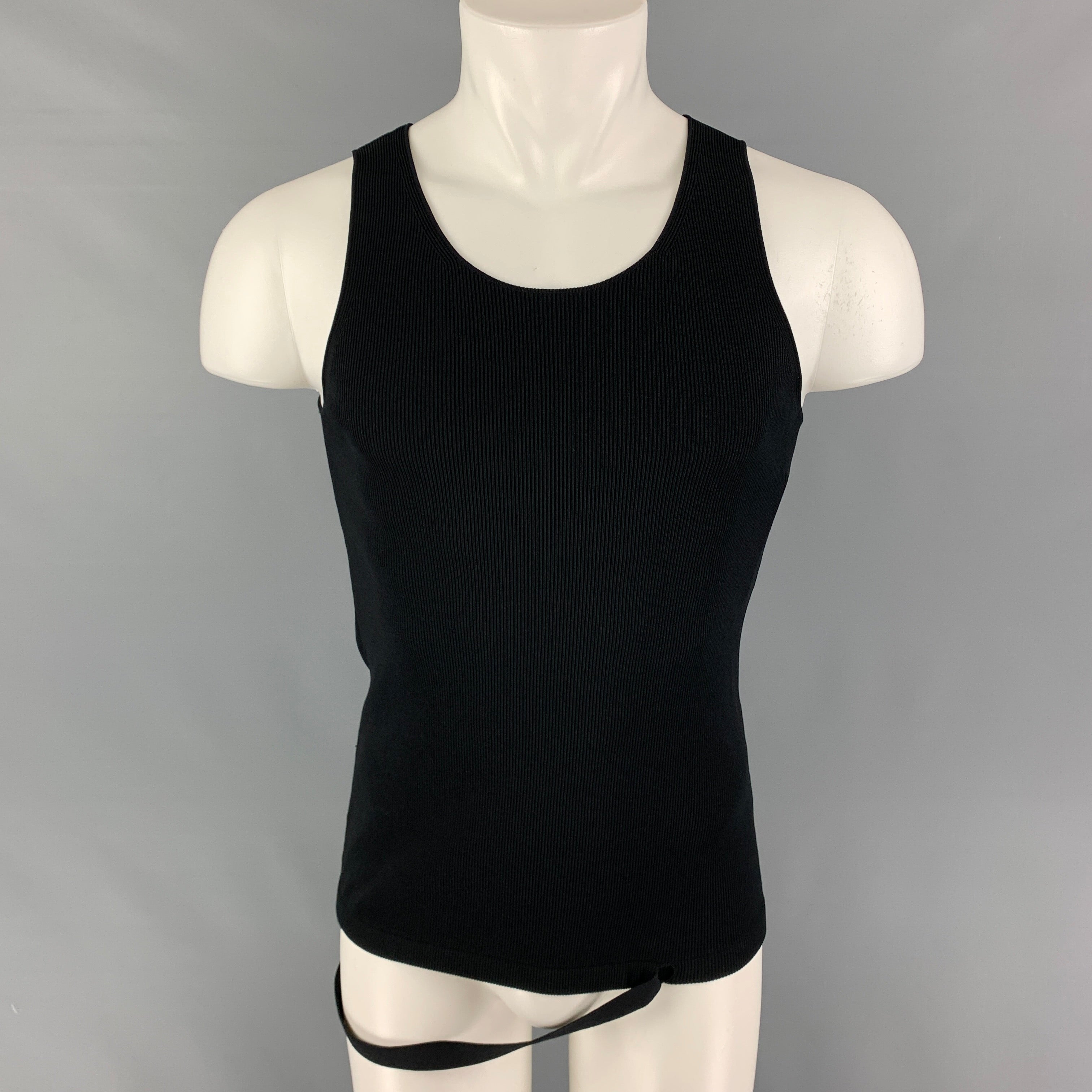 HELMUT LANG Size L Black Viscose Blend Ribbed Casual Top – Sui 