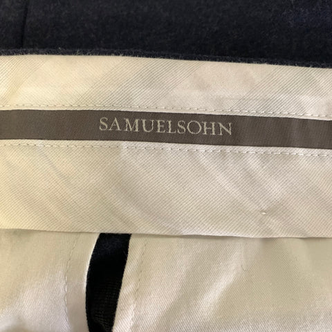 SAMUELSOHN Size 38 Navy Wool Flat Front Dress Pants